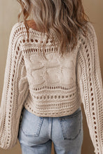 Load image into Gallery viewer, Smoke Gray Hollow-out Cable Knit Cropped Sweater | Arrow Boutique | | Arrow Women&#39;s Boutique