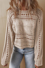 Load image into Gallery viewer, Smoke Gray Hollow-out Cable Knit Cropped Sweater | Arrow Boutique | | Arrow Women&#39;s Boutique