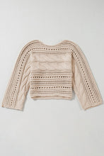 Load image into Gallery viewer, Smoke Gray Hollow-out Cable Knit Cropped Sweater | Arrow Boutique | | Arrow Women&#39;s Boutique