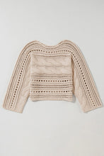 Load image into Gallery viewer, Smoke Gray Hollow-out Cable Knit Cropped Sweater | Arrow Boutique | | Arrow Women&#39;s Boutique