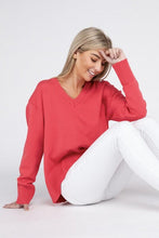 Load image into Gallery viewer, V Neck Soft Sweater | Nuvi Apparel | Cherry Pink S | Arrow Women&#39;s Boutique
