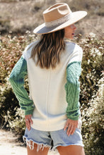 Load image into Gallery viewer, Vineyard Green Colorblock Patched Pocket Drop Shoulder Sweater | Arrow Boutique | | Arrow Women&#39;s Boutique