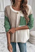 Load image into Gallery viewer, Vineyard Green Colorblock Patched Pocket Drop Shoulder Sweater | Arrow Boutique | | Arrow Women&#39;s Boutique