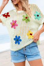 Load image into Gallery viewer, White Crochet Flower Hollow-out Sweater T Shirt | Arrow Boutique | | Arrow Women&#39;s Boutique