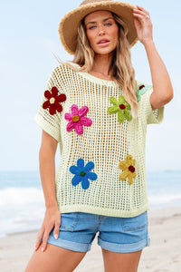 White Crochet Flower Hollow-out Sweater T Shirt | Arrow Boutique | | Arrow Women's Boutique