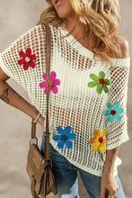 Load image into Gallery viewer, White Crochet Flower Hollow-out Sweater T Shirt | Arrow Boutique | | Arrow Women&#39;s Boutique