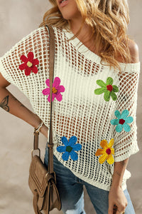 White Crochet Flower Hollow-out Sweater T Shirt | Arrow Boutique | | Arrow Women's Boutique