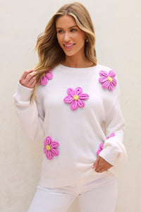 White Floral Crochet Chunky Knit Sweater | Arrow Boutique | | Arrow Women's Boutique