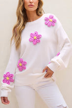 Load image into Gallery viewer, White Floral Crochet Chunky Knit Sweater | Arrow Boutique | | Arrow Women&#39;s Boutique