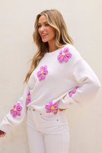 Load image into Gallery viewer, White Floral Crochet Chunky Knit Sweater | Arrow Boutique | | Arrow Women&#39;s Boutique