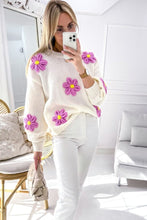 Load image into Gallery viewer, White Floral Crochet Chunky Knit Sweater | Arrow Boutique | | Arrow Women&#39;s Boutique