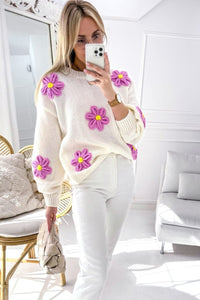 White Floral Crochet Chunky Knit Sweater | Arrow Boutique | | Arrow Women's Boutique