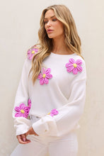 Load image into Gallery viewer, White Floral Crochet Chunky Knit Sweater | Arrow Boutique | | Arrow Women&#39;s Boutique