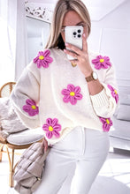 Load image into Gallery viewer, White Floral Crochet Chunky Knit Sweater | Arrow Boutique | | Arrow Women&#39;s Boutique