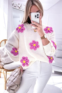 White Floral Crochet Chunky Knit Sweater | Arrow Boutique | | Arrow Women's Boutique