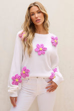 Load image into Gallery viewer, White Floral Crochet Chunky Knit Sweater | Arrow Boutique | White S 60%Acrylic+40%Polyamide | Arrow Women&#39;s Boutique