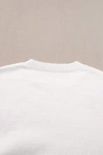 Load image into Gallery viewer, White Flower Pattern Ribbed Edge Elegant Sweater | Arrow Boutique | | Arrow Women&#39;s Boutique