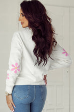 Load image into Gallery viewer, White Flower Pattern Ribbed Edge Elegant Sweater | Arrow Boutique | | Arrow Women&#39;s Boutique