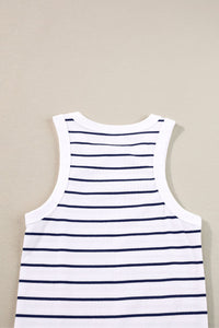 White Stripe Ribbed Knit Tank Mini Dress | Arrow Boutique | | Arrow Women's Boutique