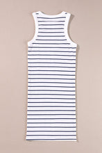 Load image into Gallery viewer, White Stripe Ribbed Knit Tank Mini Dress | Arrow Boutique | | Arrow Women&#39;s Boutique