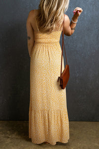 Yellow Frilly Smocked High Waist Floral Maxi Dress | Arrow Boutique | | Arrow Women's Boutique