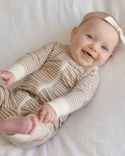 Load image into Gallery viewer, Zip Long Sleeve Sleeper Almond Stripe | Quincy Mae | Quincy Mae | | Arrow Women's Boutique