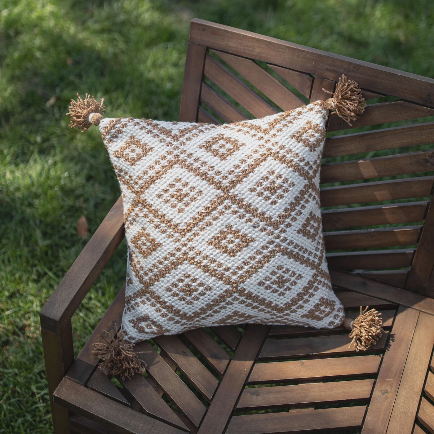 18x18 Hand Woven Rook Pillow Brown | Foreside | | Arrow Women's Boutique