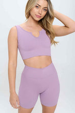 Load image into Gallery viewer, 2 piece Seamless Ribbed Tank Top Biker Shorts Set | OTOS Active | Pastel Purple M | Arrow Women&#39;s Boutique