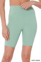 Load image into Gallery viewer, ATHLETIC HIGH RISE BIKER SHORTS | ZENANA | DUSTY GREEN S | Arrow Women&#39;s Boutique