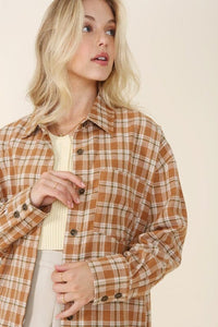 Autumn beige plaid shirts | Lilou | | Arrow Women's Boutique