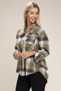 Checked Pocket long sleeve shirt | Nuvi Apparel | | Arrow Women's Boutique