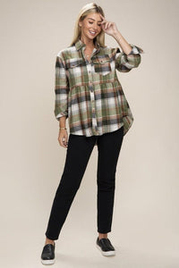 Checked Pocket long sleeve shirt | Nuvi Apparel | | Arrow Women's Boutique