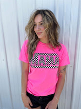 Load image into Gallery viewer, Checkered Mama Tee | Ask Apparel | Neon Pink S | Arrow Women&#39;s Boutique