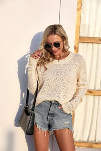 Crochet pullover sweater | Nuvi Apparel | ivory m | Arrow Women's Boutique