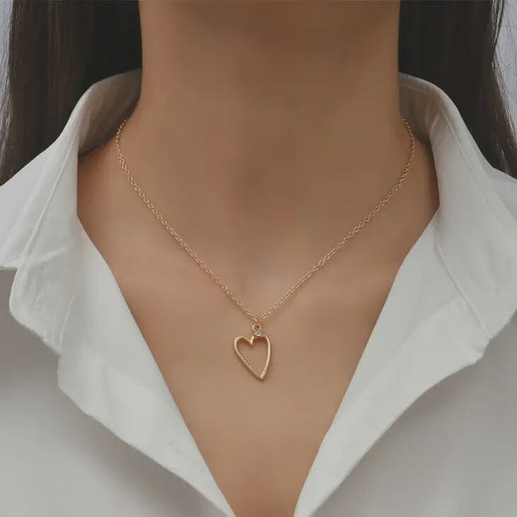 Diamond Studded Peach Heart Necklace | Nette Road | | Arrow Women's Boutique