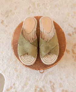 Ella Suede Crisscross Espadrilles Olive l Miracle Miles | Miracle Miles | | Arrow Women's Boutique