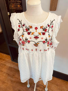 Embroidered Swiss Dot Top | Full Time Purchase | | Arrow Women's Boutique