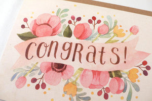 Four Wet Feet Studio - Pink Floral Congrats Card | Four Wet Feet Studio | | Arrow Women's Boutique