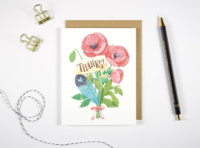 Four Wet Feet Studio - Pink Poppy Thank You Card | Four Wet Feet Studio | default | Arrow Women's Boutique