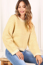 Load image into Gallery viewer, Herringbone pattern crew neck sweater | Lilou | Beige S | Arrow Women&#39;s Boutique