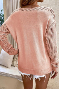 Hole knitted deep V neck sweater | Nuvi Apparel | | Arrow Women's Boutique