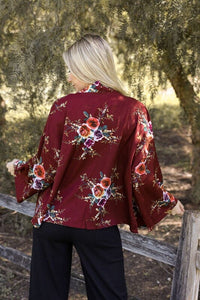 Lush Rose Kimono | Leto Accessories | Burgundy One Size | Arrow Women's Boutique
