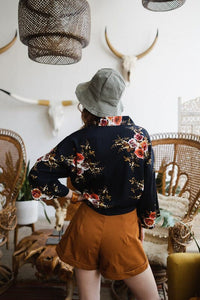 Lush Rose Kimono | Leto Accessories | Navy One Size | Arrow Women's Boutique