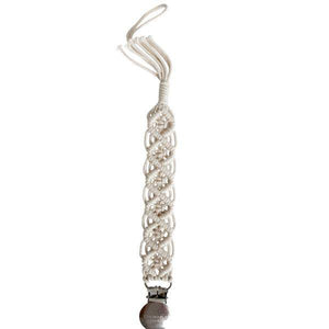 Macrame Pacifier Clip l Chewable Charm | Chewable Charm | Cream | Arrow Women's Boutique