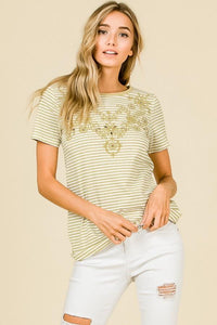Mustard Embroidered Top | Hailey & Co | | Arrow Women's Boutique
