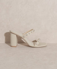 Load image into Gallery viewer, OASIS SOCIETY Victoria - Pearl Strap Heel | KKE Originals | BEIGE 7.5 | Arrow Women&#39;s Boutique