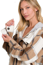 Load image into Gallery viewer, Plaid Drawstring Hooded Fleece Shacket | ZENANA | | Arrow Women&#39;s Boutique