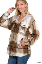 Load image into Gallery viewer, Plaid Drawstring Hooded Fleece Shacket | ZENANA | | Arrow Women&#39;s Boutique