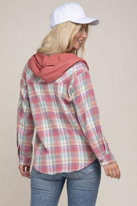 Plaid Shirt Hoodie | Nuvi Apparel | | Arrow Women's Boutique