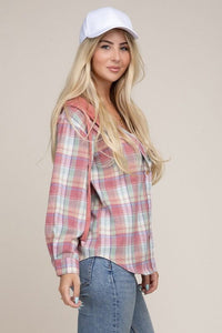Plaid Shirt Hoodie | Nuvi Apparel | | Arrow Women's Boutique